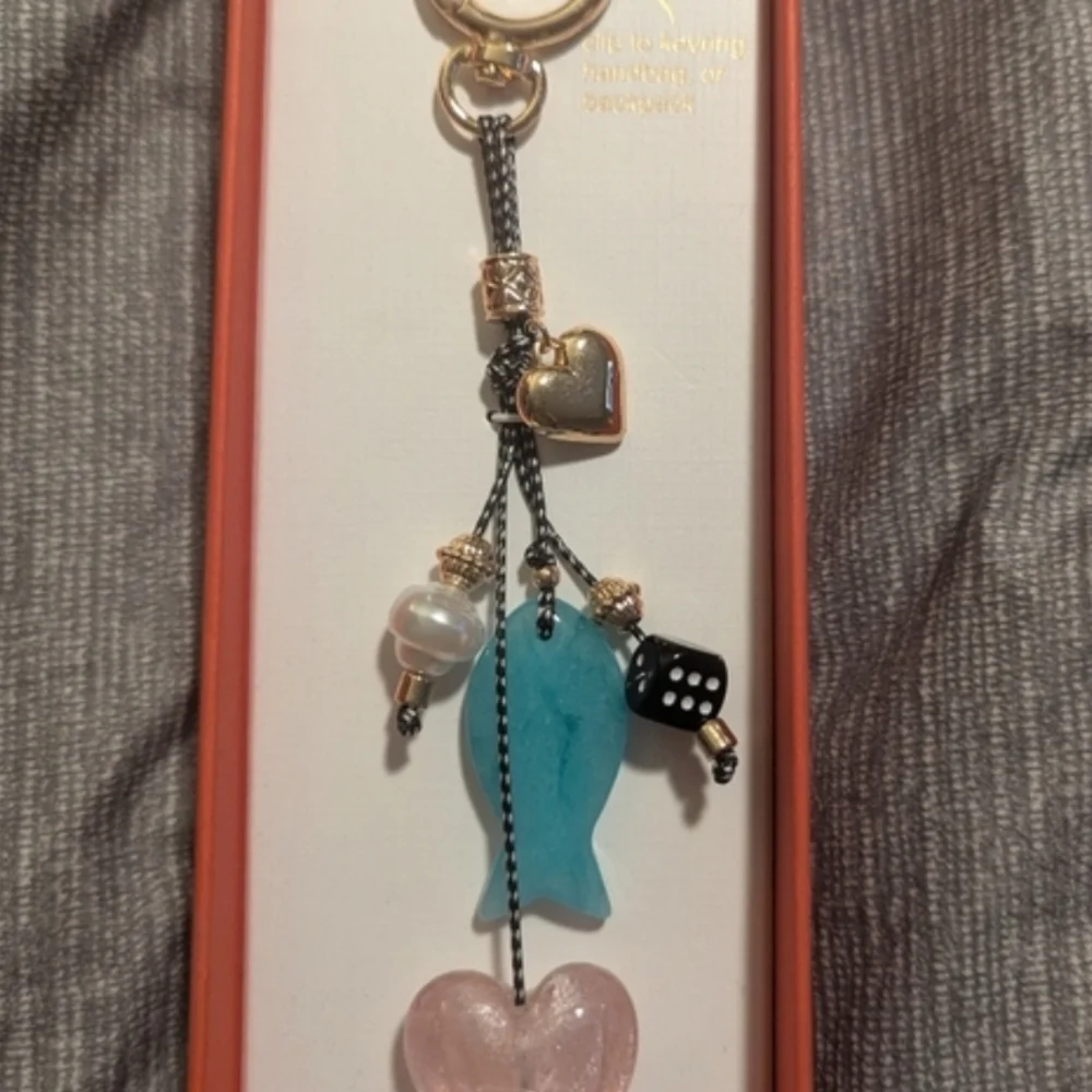 Piper K Blue Fish Pink Heart Key Chain Bag Charm New In box